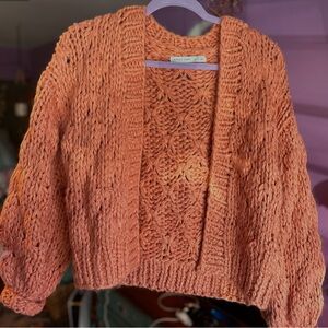Altar'd State Textured Knit Cardigan in Orange
